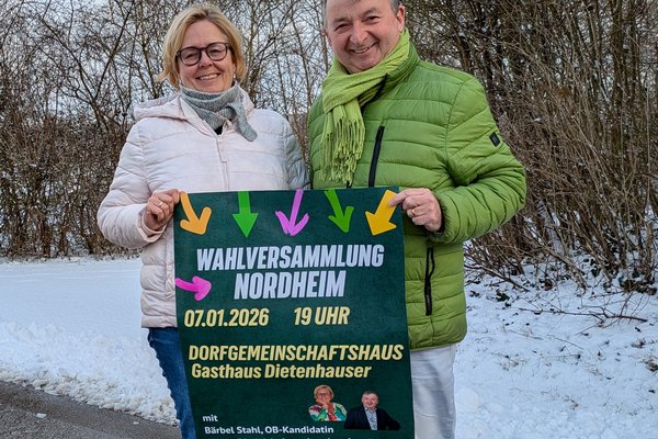 OB-Kandidatin Bärbel Stahl und Landratskandidat Albert Riedelsheimer